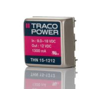 thn-15-1212 TRACOPOWER THN 15 DC-DC Converter, 12V dc/ 1.3A Output, 9 → 18 V dc Input, 15W, Through Hole, +85°C Max Temp
