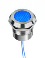 253-8512 RS PRO Blue Panel Mount Indicator, 12 → 24V ac/dc, 25mm Mounting Hole Size, Lead Wires Termination, IP67, IP69K