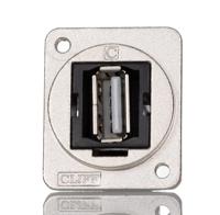 175-0146 RS PRO Straight, Panel Mount, Socket to Socket- Dual Port Type A to A 2.0 USB Connector