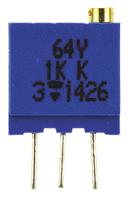 m64y102kb40 Vishay 64Y Series 19 (Electrical), 22 (Mechanical)-Turn Through Hole Trimmer Resistor with Pin Terminations, 1kΩ ±10%