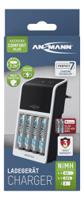 1001-0094-01-520 Ansmann  Battery Charger For NiMH 9V, AA, AAA 4 Cell with EU plug, Batteries Included