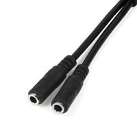 muyhsmff StarTech.com Male 3.5mm Stereo Jack to Female 3.5mm Stereo Jack x 2 Aux Cable, Black, 200mm MUYHSMFF