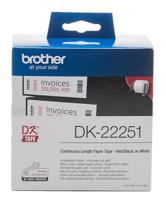 dk22251 Brother White Black, Red Print Label Roll, 62mm Width, 1 Roll Qty