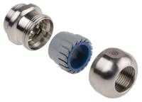 53806726 Lapp SKINTOP Series Metallic Stainless Steel Cable Gland, M25 Thread, 9mm min., 17mm max., IP68, IP69