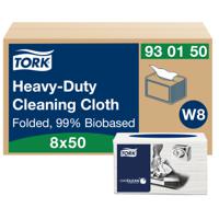 930150 Tork White Cotton Cloths for General Purpose, Dry Use, Box of 8 x 50 Wipes, 15.2cm, Repeat Use