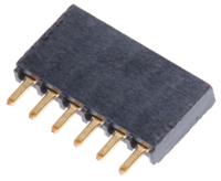 ssw-106-01-g-s Samtec SSW Series Straight Through Hole Mount PCB Socket, 6-Contact, 1-Row, 2.54mm Pitch, Solder Termination