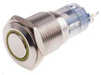 811-8461 RS PRO Illuminated Push Button Switch, Momentary, Panel Mount, 16mm Cutout, SPDT, Yellow LED, 250V ac, IP65, IP67