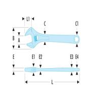 1018g Facom Adjustable Spanner, 201 mm Overall, 33mm Jaw Capacity, Bi-Material Handle