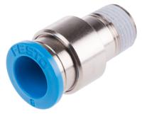 qs-18-8-i Festo QS Series Straight Threaded Adaptor, R 1/8 Male to Push In 8 mm, Threaded-to-Tube Connection Style, 153015