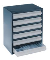 137591 Raaco 6 Drawer Storage Unit, Steel, 435mm x 357mm x 255mm, Blue