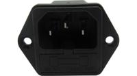 rnd-465-00774 RND C14 Panel Mount IEC Connector Plug, 10A, 250 V ac