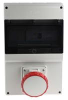 6716317-rw Scame, DOMINO IP66 Red Wall Mount 3P + N + E RCD Industrial Power Connector Socket, Rated At 63A, 415 V