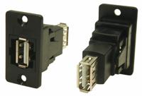 218-8307 RS PRO Straight, Panel Mount, Socket to Socket- Dual Port Type A to A 2.0 USB Connector