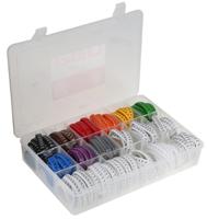 914-0592 RS PRO Slide On Cable Marker Kit, Black, Blue, Brown, Green, Grey, Orange, Red, Violet, White, Yellow, Pre-printed "-,