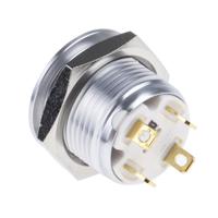 175-8572 RS PRO Illuminated Push Button Switch, Momentary, Panel Mount, 16mm Cutout, SPST, Blue LED, 36V dc, IP67