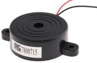 171-0899 RS PRO 90dB Through Hole Continuous External Piezo Buzzer, 41.8 x 16mm, 1V ac Min, 30V ac Max