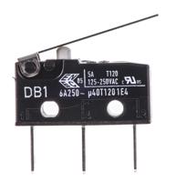 db1c-b1lc ZF Hinge Lever Micro Switch, Tab Terminal, 6 A @ 250 V ac, SPDT