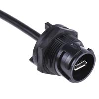 pxp4043b Bulgin Straight, Panel Mount, Socket- Single Port Type Micro B 2.0 IP66, IP68, IP69K USB Connector