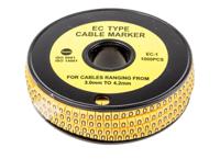 812-0809 RS PRO Slide On Cable Markers, Black on Yellow, Pre-printed "0", 3 → 4.2mm Cable