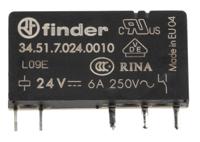 345170240010 Finder PCB Mount Relay, 24V dc Coil, 6A Switching Current, SPDT