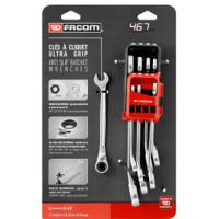 467bjp8pb Facom 467 B open end wrenches with ratchet Series 8-Piece Combination Ratchet Spanner Set, 8 → 19, Chrome