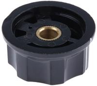 pkes120b14 TE Connectivity 33mm Black Potentiometer Knob for 6.35mm Shaft Splined, PKES120B1/4