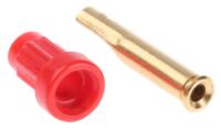 231010-22 Staubli Red Female Banana Socket, 1mm Connector, Solder Termination, 20A, 30 V, 60V dc, Gold Plating