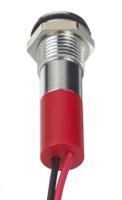 249-4321 RS PRO Red Panel Mount Indicator, 12V dc, 8mm Mounting Hole Size, Lead Wires Termination, IP67