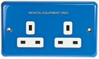 k733ce-blu MK Electric Albany Plus Blue 2 Gang Plug Socket, 13A, Type G - British, Indoor Use