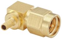 32s207-302l5 Rosenberger SMA Series, Plug Cable Mount SMA Connector, 50Ω, Crimp Termination, Right Angle Body