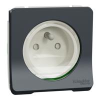 mur36133 Schneider Electric Mureva Styl Grey 1 Gang Plug Socket, 2P+E Poles, 16A, Type E - French, Outdoor Use