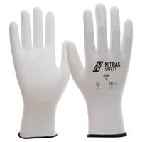 6200-6 NITRAS SAFETY White Nylon Nylon Work Gloves, Size 6, Polyurethane Coating