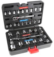 125-0927 RS PRO 35-Piece Imperial, Metric 1/4 in; 3/8 in Standard Socket Set with Ratchet, 12 point
