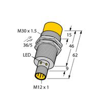 ni20u-m30-ap6x-h1141 Turck Inductive Threaded Barrel Proximity Sensor, M30, 20 mm Detection, PNP NO, 10 → 30 V dc