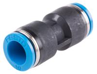 qs-10 Festo QS Series Straight Tube-to-Tube Adaptor, Push In 10 mm to Push In 10 mm, Tube-to-Tube Connection Style, 153034