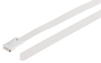 743-6324 RS PRO Cable Tie, Roller Ball, 360mm x 7.9 mm, White Polyester Coated Stainless Steel, Pk-100