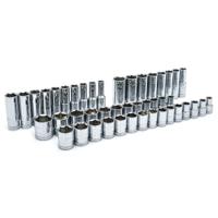 80700p GearWrench 49-Piece Imperial, Metric 1/2 in Deep Socket/Standard Socket Set with Ratchet, 6 point