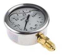 mit3d22b15 Bourdon G 1/4 Analogue Pressure Gauge 1bar Bottom Entry 63mm Outside Diameter, With RS Calibration