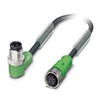 1668629 Phoenix Contact SAC Sensor Actuator Cable, 4 Cores, 1.36 mm² CSA 22 AWG, 3 m, Grey, Black Polyurethane Sheath
