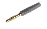 222618-28 Staubli Grey Male Banana Plug, 2mm Connector, Solder Termination, 10A, 30 V, 60V dc, Gold Plating