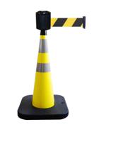 204-1805 RS PRO Weighted Grey, Yellow 1.10 m PVC Safety Cone With Strap Reel