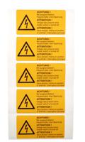essw19074 Idento Yellow PVC Safety Labels, ACHTUNG! Bei ausgeschaltetem Hauptschalter unter Spannung; ATTENTION! Voltage also