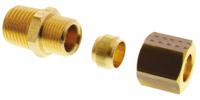 0105-08-13 Legris Brass Pipe Fitting, Straight Compression Coupler, Male R 1/4in to Female 8mm