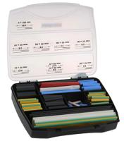 380-03005-shrinkit-321-universal-basic-po-x-mix HellermannTyton Heat Shrink Tubing, Black, Blue, Green/Yellow, Red, White 3mm Sleeve Dia. x 35mm Length 3:1 Ratio,