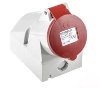 111 MENNEKES IP44 Red Wall Mount Right Angle Socket, Rated At 16A, 415 V