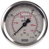 9314200 WIKA G 1/4 Pressure Gauge 160bar Back Entry 63mm Outside Diameter