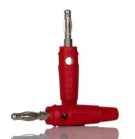 208-0252 RS PRO Red Male Banana Plug, 4 mm Connector, Screw Termination, 24A, 30V, Nickel Plating