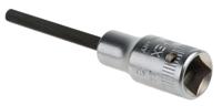 01050003 STAHLWILLE 1/4 in Drive Bit Socket, Hex Bit, 3mm, 55 mm Overall Length
