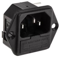 pf0001pc Bulgin C14 Right Angle Flange Mount IEC Connector Male, 10A, 250 V, Fuse Size 5 x 20mm