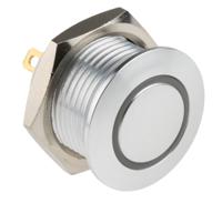 175-8532 RS PRO Illuminated Push Button Switch, Momentary, Panel Mount, 16mm Cutout, SPST, Red LED, 36V dc, IP67